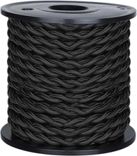 [UL Listed] 50Ft Twisted Cloth Covered Wire,  Antique Industrial Electronic Wire