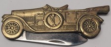 Vintage AUTOMOBILE Rolls-Royce Touring Car Figural Brass Pocket Knife TAIWAN