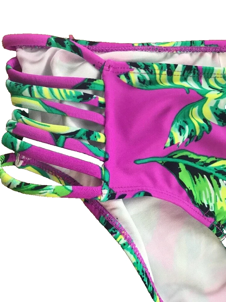 Bikini Bongo Mujer Pestaña Lateral Parte Inferior Estampado Palma Talla XL Púrpura-Nuevo-ENVÍO N 24 HORAS Foto 2 de 4