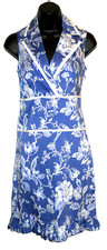 Blue Floral Sun Dress size 4 Sleeveless Sheath Cotton spandex Tropical Al