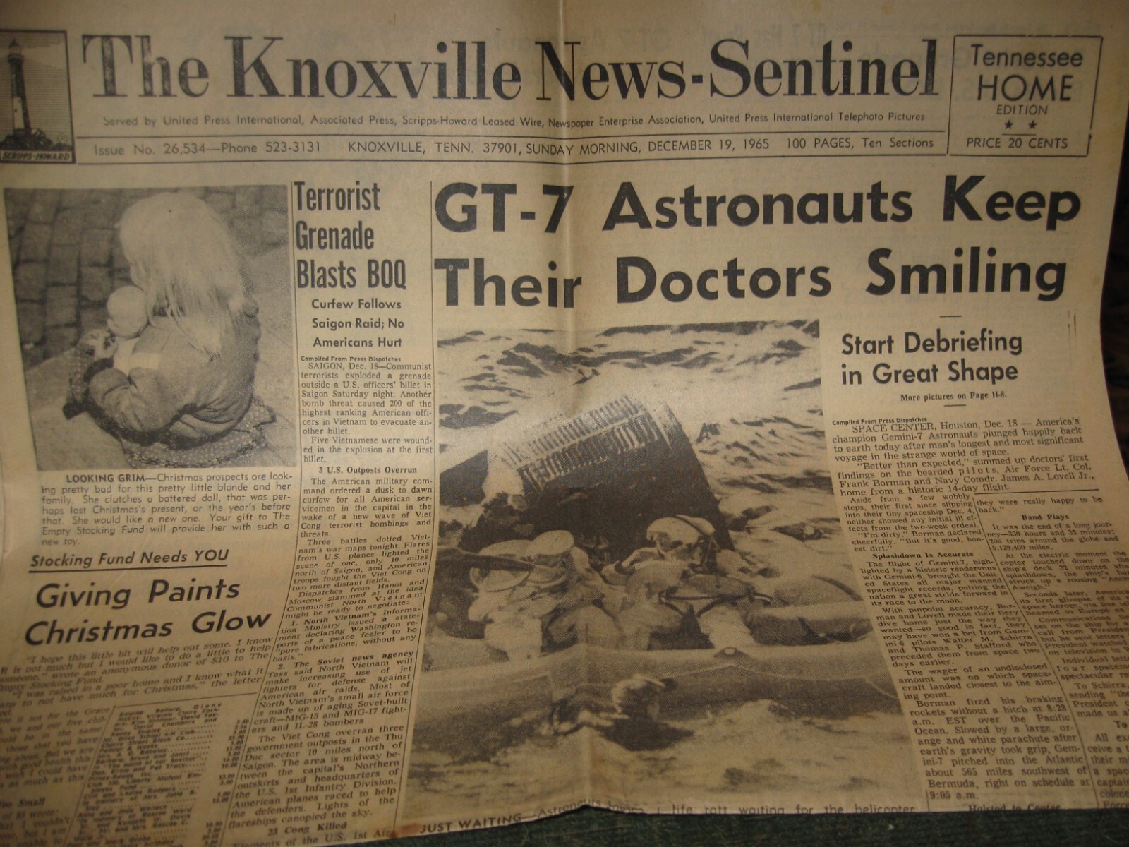 Knoxville News Sentinel, Knoxville,TN, Dec. 19, 1965, GEMINI 7