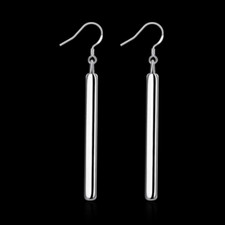 Womens 925 Sterling Silver 65mm Long Solid Bar Drop Dangle Earrings EA99