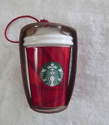 2014 Starbucks Cofee Christmas Holiday ornament red cup ceramic brand new 