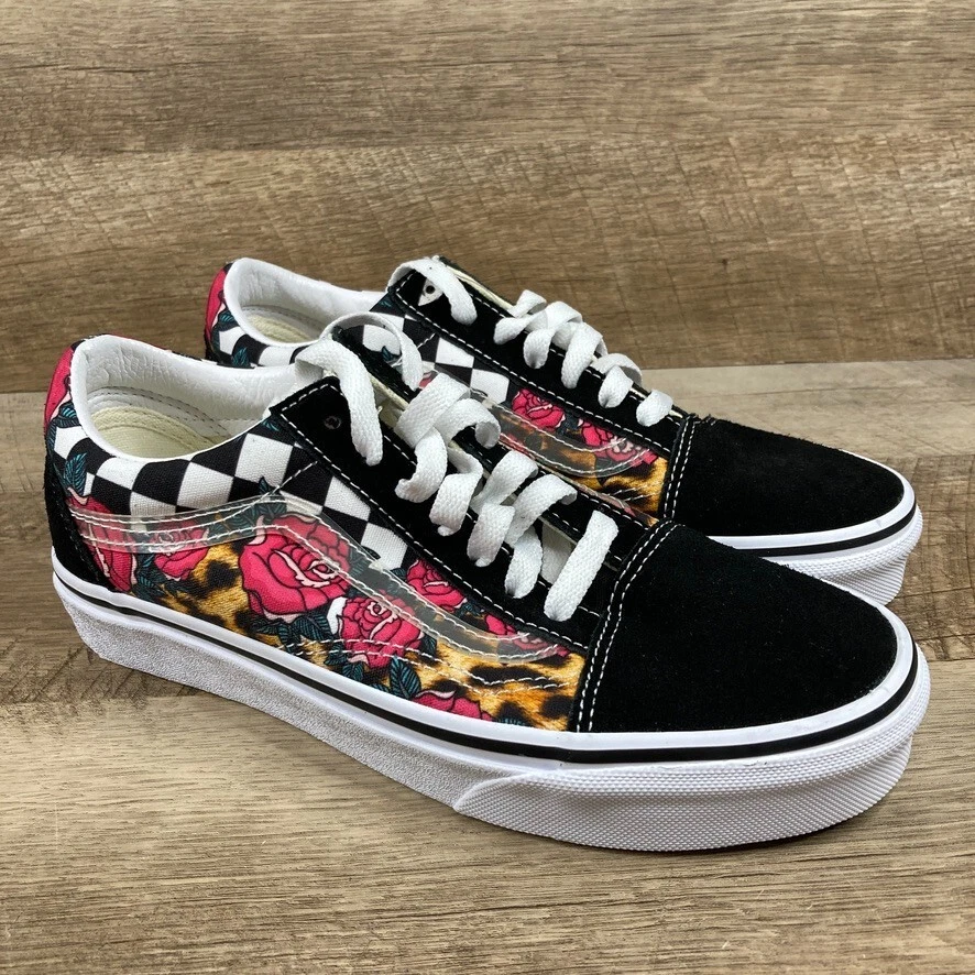 Vet Electrificeren Fabrikant Vans Classic Slip-On Rose Animal Print Check Checkerboard Shoes Womens 6.5  NEW | eBay