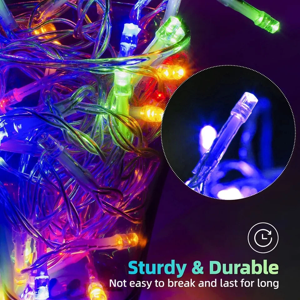 Outdoor Solar 96 LED Hanging Icicle Curtain String Lights Xmas Party Remote Lamp - Image 2 of 4