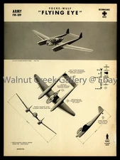 WWII Aircraft ID Poster, Focke-Wulf FW-189 Flying Eye, Art Print on 11x14" 09185