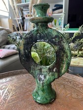 Superbe bougeoir vert de Tamegroute, fabrication artisanale au Maroc