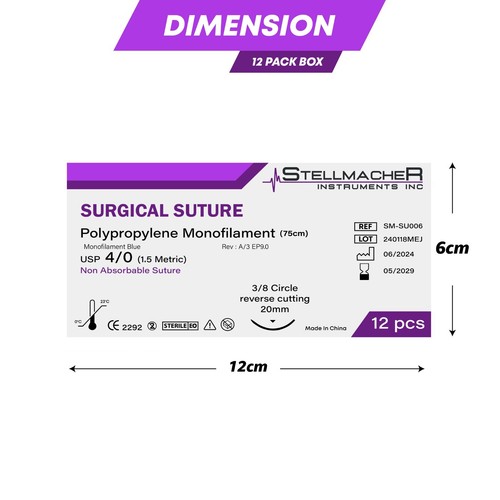 4/0 Suture Polypropylene Sutures Practice Thread Sterile Threads & Needle 12 Pcs - Picture 3 of 5