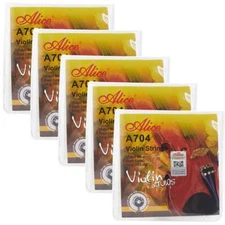 5 Packs Alice Violin Strings Steel Core Strings Al-Mg and Ni-Fe Winding A704
