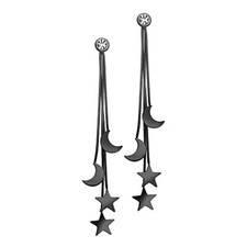555Jewelry Stainless Steel Earrings Dangle Drop Long Celestial Moon  Star