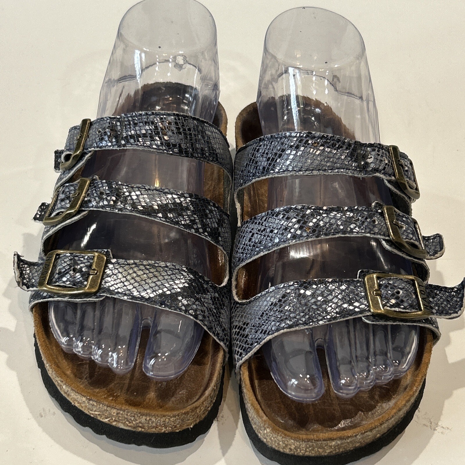 Naot Austin Navy Python 3-Buckle Strap Slide Sand… - image 5