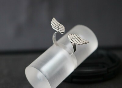  Ladies Ring Angel Wings Open - 925 Sterling Silver - Pair of Wings Silver Ring