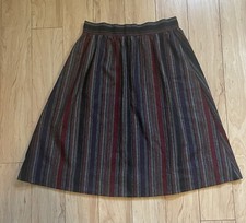 Vintage Secretary Striped Multicolor Wool Skirt