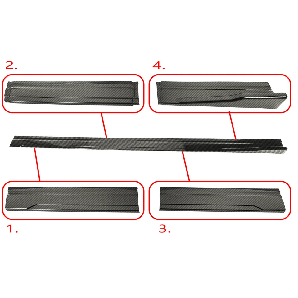 Universal 86.6" Side Skirts Extension Rocker Panel Splitter Kit Lip Carbon Fiber - Imagem 3 de 4