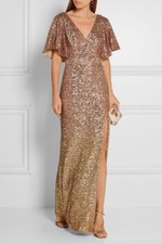 New BHLDN Marchesa Notte Blush & Gold Ombre Sequin Embellished Gown Size 2
