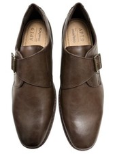 APT. 9 Men size 10 Dress Shoes Ortholite Larenz Chocolate Brown Buckle Cushioned