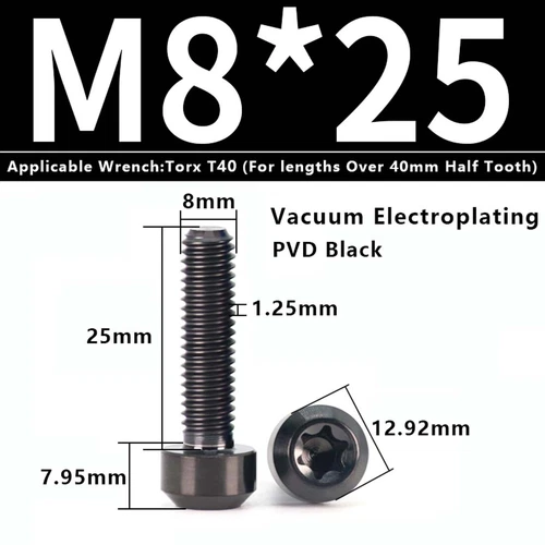 M4M5M6M8M10 Titanium Bolts Taper Cone Socket Head Motorcycle Modification Screws - Picture 157 of 205