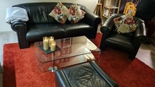 3sitzer Brühl &Sippold Ledersofa Plus SESSEL UND Hocker