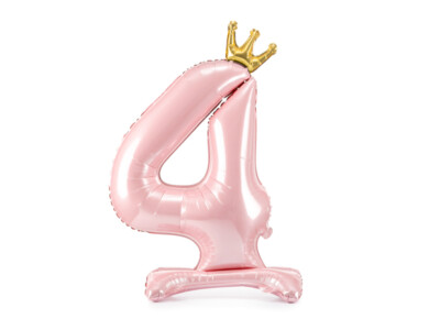 Stehender Folienballon Ziffer ''4'' 84 cm, hellrosa