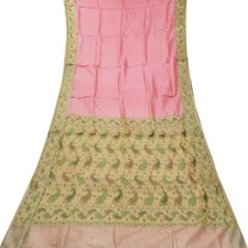 Namaste Vintage Pink Sarees 100 Pure Silk Woven Indian Sari 5YD Craft Fabric