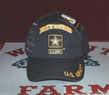 New Star Emblem US Army Retired Military Licensed Embroidered Black Ball Cap.