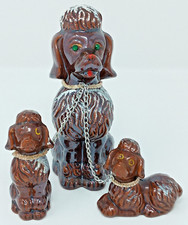 Chained Poodle Dog Family redware ceramic Vin...