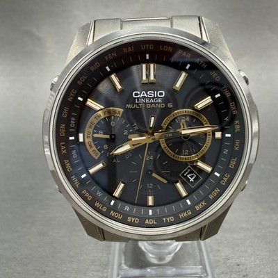 Casio Lineage World Time Solar Watch Men 42mm Black Dial Titanium LIW-M610TS Run