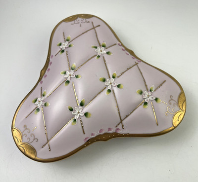 Vintage Lenwile Ardalt Pink and Gold With Flowers Trinket Dish 6072B