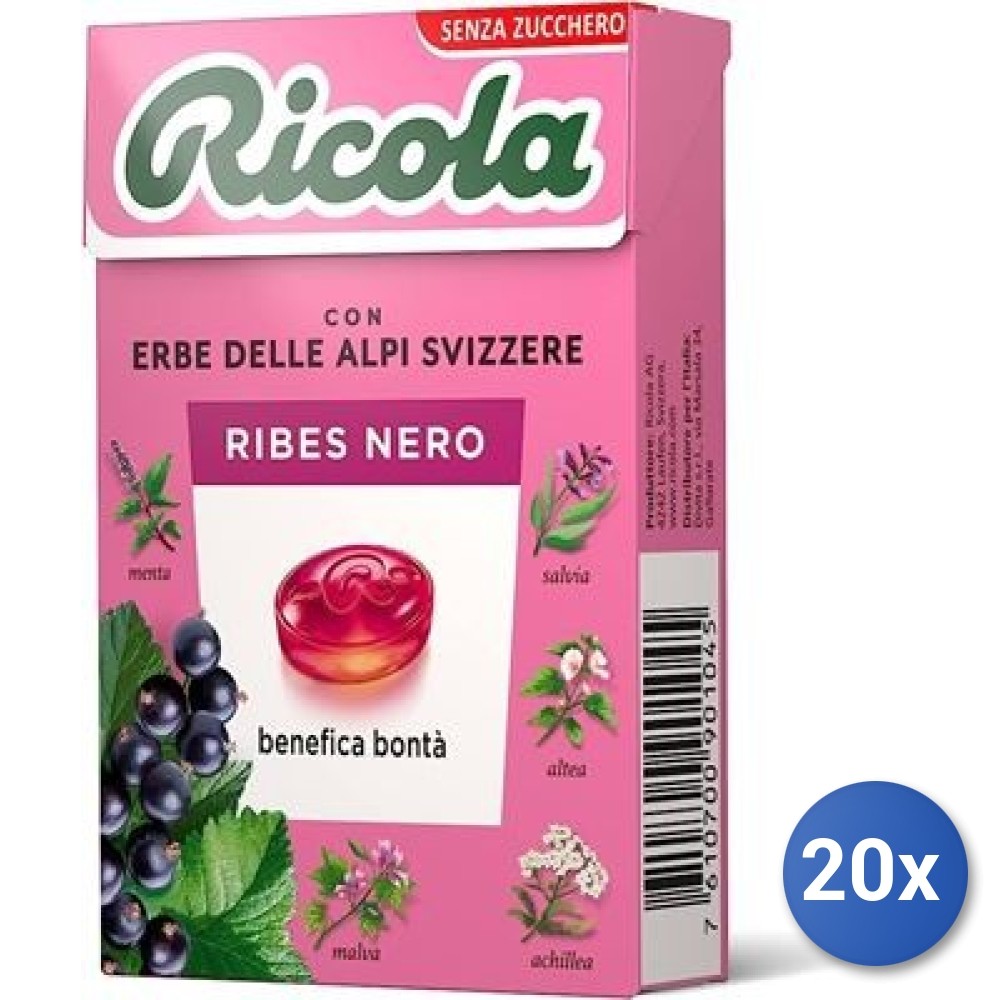 20X Multipack Ricola Black Currant Candy Gr 50