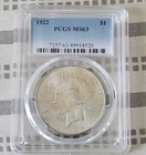 1922 PCGS MS63 Peace Dollar $1 Silver Coin Philadelphia Business Strike