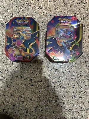 2 Pokemon TCG Mega Charizard X + Y ex Tin Bundle Factory Sealed New