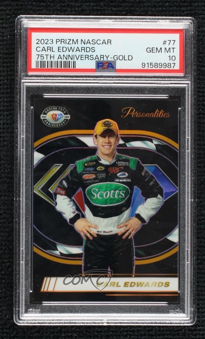 2023 Prizm NASCAR 75th Anniversary Gold 5/10 Carl Edwards #77 PSA 10 GEM MT pu3