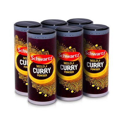 Schwartz Mild Curry Pulver Trommel 85 g | 6er Pack | Duftmischung mit Kreuzkümmel,
