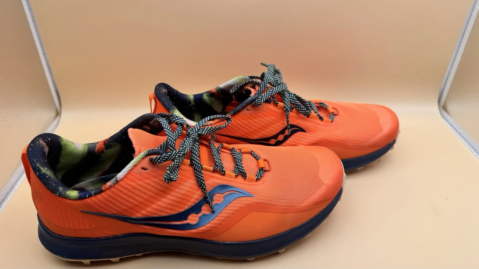 Saucony Peregrine 12 Running Shoes Mens Size 12 Orange Sneakers Colorful Road