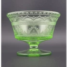 Federal Glass Co. Green Patrician Patterned Uranium Depression Sherbert Glass
