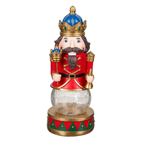 Joyful Traditions LED Table Decor Resin Nutcracker with Crackle Glass Globe, 9.2 - Picture 2 of 3