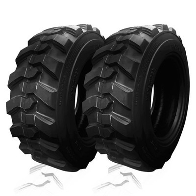 2 New 27x8.5-15 Skid Steer Tires 12PR LRF HAFLINGER Heavy Duty Rim Guard Wall TL