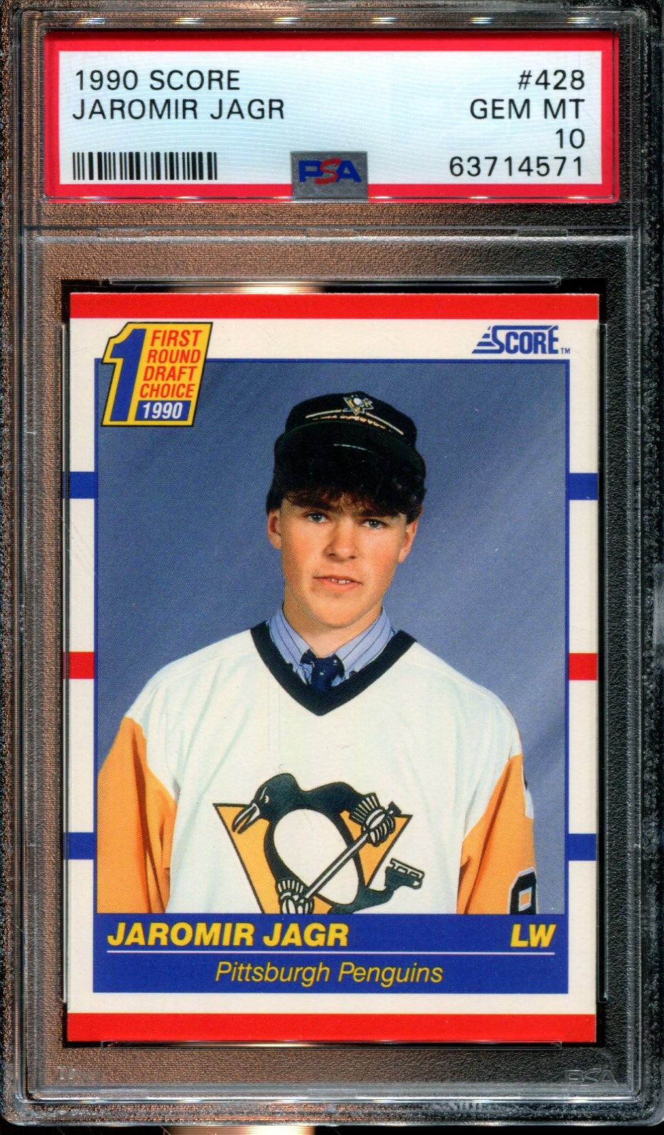 1990 SCORE #428 JAROMIR JAGR RC PENGUINS PSA 10