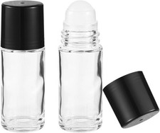 2x 30ml Glass Roll-On Bottles – Black & Clear, Refillable, For Oils