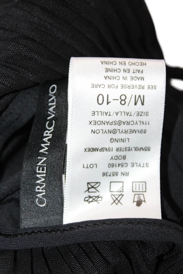 Top Tankini Carmen Marc Valvo Mujer Detalle Plisado Halter Negro Talla 8 Foto 4 de 4