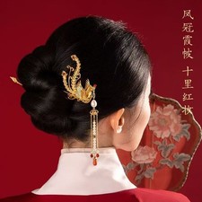 Tassel Phoenix Hairpin Bride Headpiece Feng Huang Hairpin Hanfu Hair Accessory