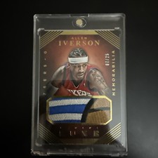 2015-16 Panini Luxe Allen Iverson Jumbo Sixers Logo Patch /25 Game Worn Insane