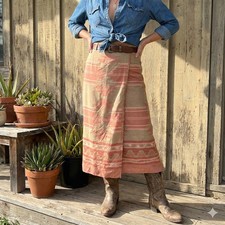 Jones New York Country Skirt Womens 12 Silk Southwest Aztec Print Wrap Maxi Boho