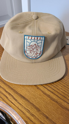 PRANA GAZIN PATCH HAT Nomad Get Lost to Get Found UPF 50 Tan SnapBack MSRP $39
