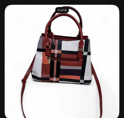 Women s Plaid Multicolor Satchel Top Handle Bag, Zip, Detachable Strap