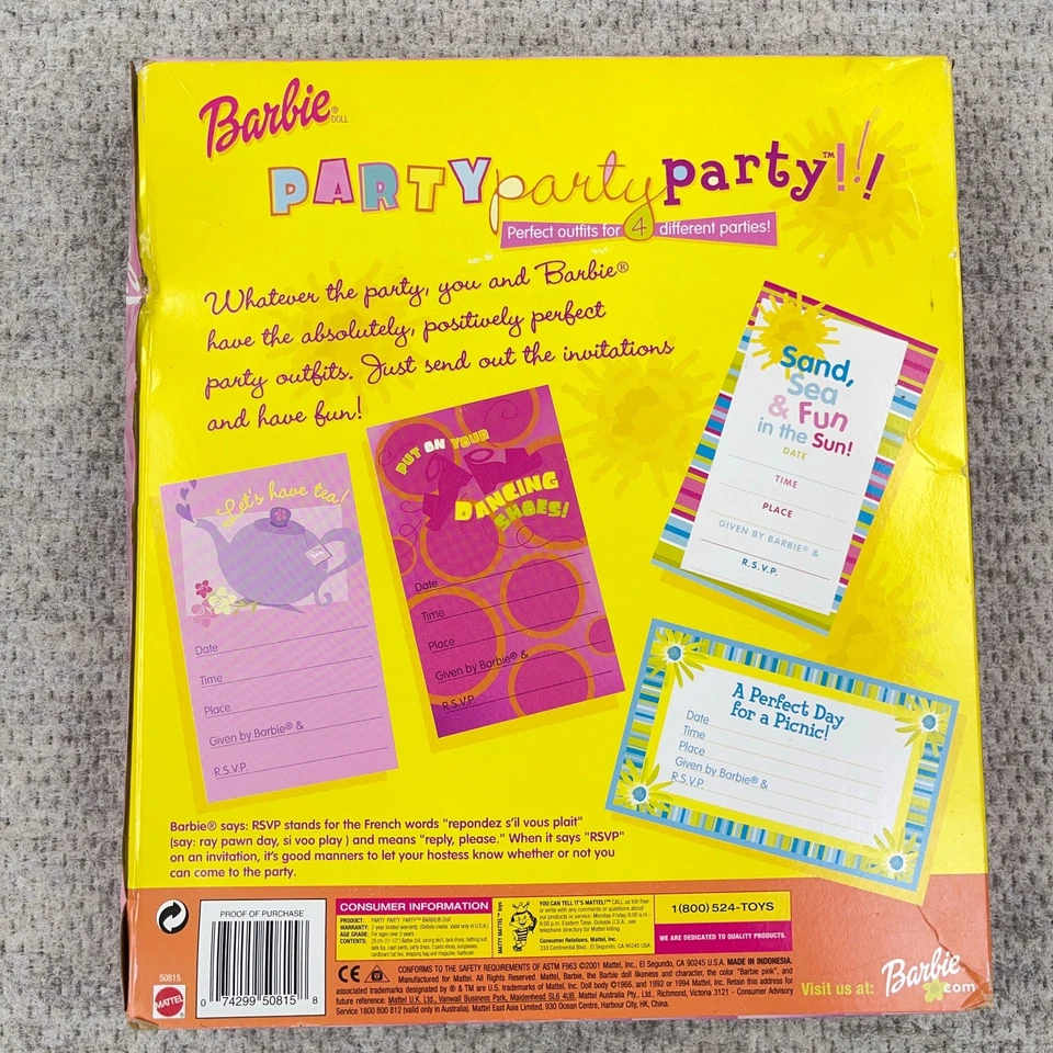 Mattel Party Party Party Party 2001 Barbie Walmart edición especial con trajes zapatos NUEVO Foto 2 de 4