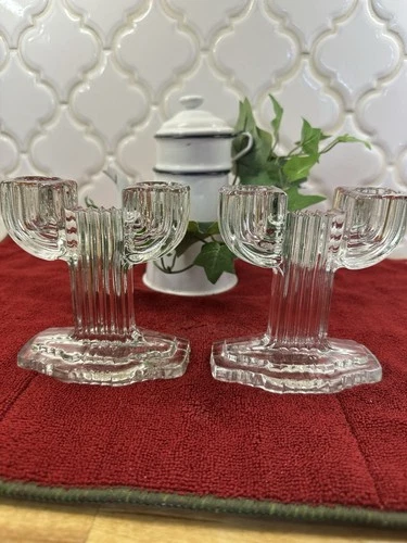 Anchor Hocking Vintage Queen Mary Candle Stick Holders set of 2