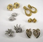 Vin TRIFARI CROWN EARING Lot of 6 Clip Ons -Goldtone Silvertone Beautiful Detail