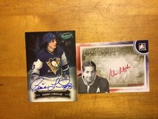 Elmer Lach & Pierre Larouche 2 hockey card Autograph Itg UD