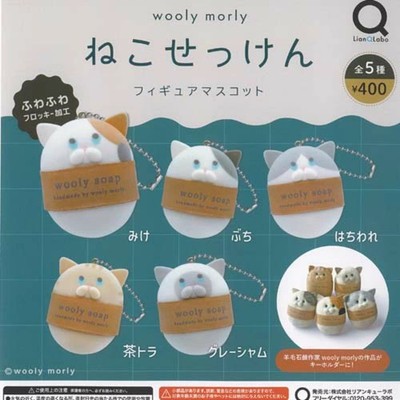 Wooly Morly Cat Soap Mascot Capsule Toy 5 Types Full Comp Set Gacha Gashapon New